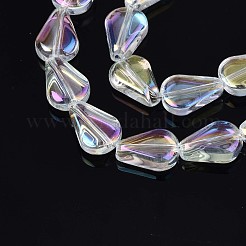 電気メッキガラスビーズセット  ABカラー  ティアドロップ  クリアAB  11x8x3.5mm  穴：0.9mm  約59~61個/連  24.80インチ〜25.59インチ（63~65cm）&nbsp;EGLA-S188-15-B04