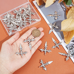 30Pcs Tibetan Style Sword with Wing Alloy Pendants&nbsp;TIBEP-UN0001-08