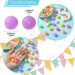100 個のシリコン焦点ビーズ  ラウンド  ミックスカラー  15mm  穴：2mm&nbsp;SIL-CJ0002-06