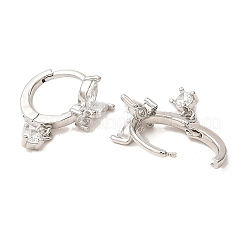Butterfly Platinum Brass Dangle Hoop Earrings&nbsp;EJEW-L270-11P-01