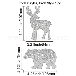 クマと鹿の2種類のカーボンスチール製カッティングダイスステンシル2個  DIYスクラップブッキング/フォトアルバム用  装飾的なエンボス印刷紙のカード  アニマル柄  6.4~10.7x8.4~10.8x0.08cm  1個/スタイル&nbsp;DIY-DM0003-07