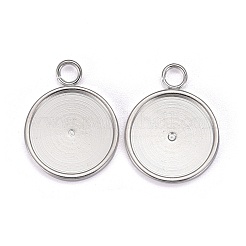 201 Stainless Steel Pendant Cabochon Settings&nbsp;STAS-I137-02B-S