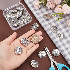24スタイルの亜鉛合金シャンクボタン2個  1穴  花とオーバル  アンティークシルバー  25x22x7.5mm  穴：3mm  12個/スタイル&nbsp;BUTT-UN0001-23