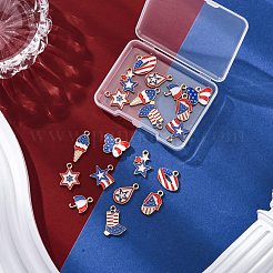 20個 10スタイル 独立記念日 合金エナメルペンダント  混合図形  ミックスカラー  13~22.5x9~18x1.5~2.5mm  穴：2mm  2個/スタイル&nbsp;ENAM-FP0001-84