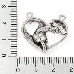 合金磁気ペンダント  ハート  アンティークシルバー  23x27x6mm  穴：1.8mm&nbsp;PALLOY-Z020-05AS