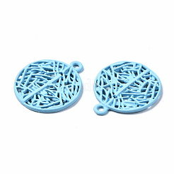 Spray Painted Alloy Pendants&nbsp;PALLOY-Q434-010B-NR