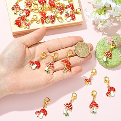 24 個 6 スタイル合金ペンダント装飾  キノコ  合金製カニカン付き  ゴールドカラー  ミックスカラー  32~43ミリ  4個/スタイル&nbsp;HJEW-YW00421