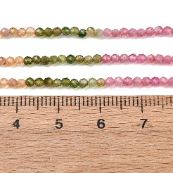 グラデーションカラーの天然マルチカラートルマリンビーズ連売り  ラウンド  ファセットビーズ  2.2mm  穴：0.5mm  約178~185個/連  15.24''（38.7cm）〜15.39''（39.1cm）&nbsp;G-D110-A02-08
