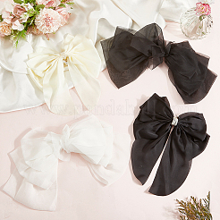 4個 4スタイル 布製蝶結びワニ口ヘアクリップ  abs樹脂  ミックスカラー  190~220x180~339x5~20mm  1個/スタイル&nbsp;PHAR-SP0001-17A
