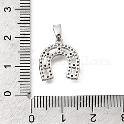 真鍮キュービックジルコニアチャーム  馬蹄チャーム  長持ちメッキ  プラチナ  14x13x2mm  穴：5x3mm&nbsp;KK-B187-19P