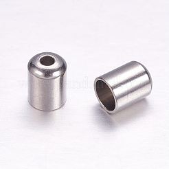 変色しにくい304ステンレススチールコードエンド  エンドキャップ  コラム  ステンレス鋼色  6.5x5mm  穴：1mm  4mm内径&nbsp;X-STAS-F117-55P-4mm