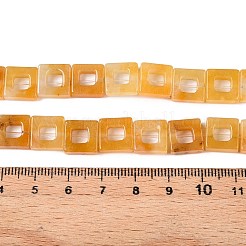 天然石トパーズ翡翠ビーズ連売り  中空の四角  10x10x3~4mm  穴：1mm  約20個/連  8.07インチ（20.5cm）&nbsp;G-N342-100