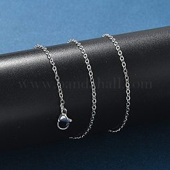 Classic Plain 304 Stainless Steel Mens Womens Cable Chain Necklaces&nbsp;STAS-UN0017-38P-A