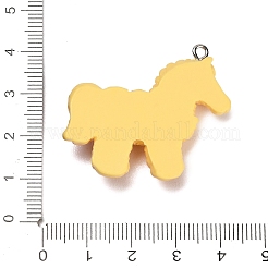 不透明樹脂模造食品ペンダント  馬のパンのチャーム  プラチナ鉄ループ付き  オレンジ  33x37x8.5mm  穴：2mm&nbsp;FIND-E060-02