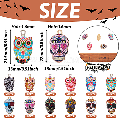 合金エナメルチャーム  フクロウと頭蓋骨  ミックスカラー  48個/箱&nbsp;ENAM-TA0002-07
