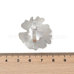 女性用 ABS プラスチック パール カフ リング付き真鍮  花  長持ちメッキ  カドミウムフリー＆鉛フリー  ラックめっき  プラチナ  29.5x29.5mm  内径：15.5mm&nbsp;RJEW-M075-01P
