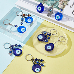 10Pcs 5 Style Evil Eye Lampwork Keychain&nbsp;KEYC-NB0001-18