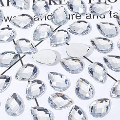 250個のフラットバック模造台湾ファセットティアドロップアクリルラインストーンカボション  透明  18x13x4mm  250個/箱&nbsp;GACR-FG0001-06
