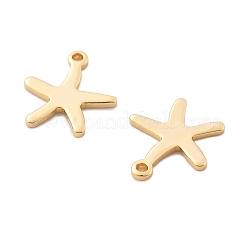 真鍮チャーム  ヒトデのチャーム  18KGP本金メッキ  11.5x10.5x1mm  穴：1mm&nbsp;KK-K382-23G