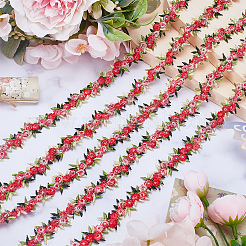 15 ヤードの花ポリエステル刺繍レースリボン  洋服アクセサリーデコレーション  レッド  3/4インチ（20mm）&nbsp;OCOR-WH0070-77F