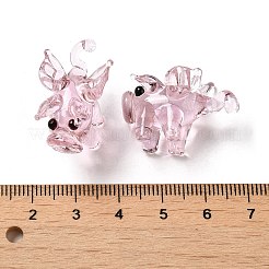 手作りのランプワークの家の装飾  ギフト用の3D豚の装飾品.  ミスティローズ  27~28x15~16x19~20mm&nbsp;LS-LAMP-K039-25