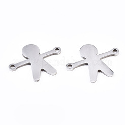 変色しない201ステンレス鋼リンクコネクター  レーザー切断  男の子  ステンレス鋼色  14.5x17.5x1mm  穴：1.4mm&nbsp;STAS-S110-111P
