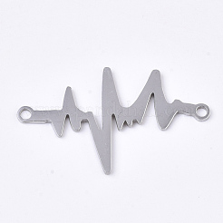 変色しない201ステンレス鋼リンクコネクター  レーザーカットリンク  ハートビート形状  ステンレス鋼色  33x20x1mm  穴：1.8mm&nbsp;STAS-N091-33P