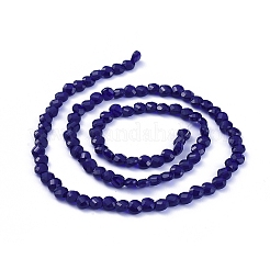 ガラスビーズ連売り  多面カット  フラットラウンド  ダークブルー  6x4mm  穴：1.2mm  約98個/連  22インチ（53.5cm）&nbsp;X-EGLA-J149-B03