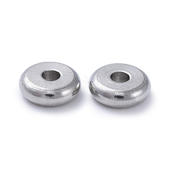 変色しにくい304ステンレススチールスペーサービーズ  ロンデル  ステンレス鋼色  6x2mm  穴：1.6mm&nbsp;STAS-E466-33P