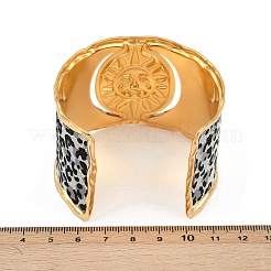 女性用304ステンレススチールカフバングル  非粘着性金箔パウダー入り  18KGP本金メッキ  太陽  1-3/4インチ（4.5cm）  内径：2-3/8インチ（6.05cm）&nbsp;LS-BJEW-K285-01B-G