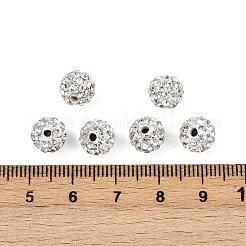 パヴェボールディスコビーズ  樹脂粘土ラインストーンビーズ  グレードA  ラウンド  クリスタル  pp12（1.8~1.9mm）  8mm  穴：2mm&nbsp;RB-H258-8MM-001-A