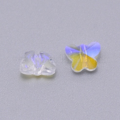 透明な電気メッキガラスビーズ  多面カット  蝶  ABカラーメッキ  クリアAB  6.5x8x5.5mm  穴：1mm&nbsp;GLAA-P037-02B-AB04