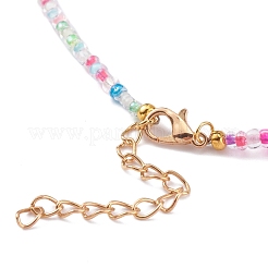 Round Transparent Inside Colours Glass Seed Beaded Necklaces&nbsp;NJEW-JN03362-03