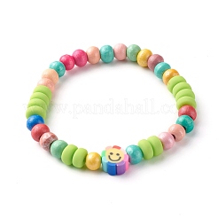 Natural Wood Round Beads Stretch Bracelets for Kid&nbsp;BJEW-JB06640