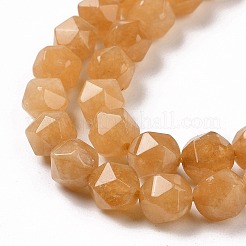 天然石クォーツビーズ連売り  ファセットポリゴン  染め＆加熱  砂茶色  7.5~8x8x8mm  穴：1.2mm  約48個/連  15.35インチ（39cm）&nbsp;G-G990-B03-A