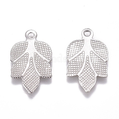 変色しにくい304ステンレススチールペンダント  葉  ステンレス鋼色  17x10x0.4mm  穴：1.2mm&nbsp;LS-STAS-G227-05P