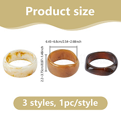 女性用樹脂バングル3個セット  リング  ミックスカラー  内径：2-1/2~2-5/8インチ（6.45~6.8cm）&nbsp;BJEW-WH0011-117
