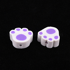 手作り樹脂粘土ビーズ  足跡  紫色のメディア  8~11x9~11x4~5mm  穴：1.2~1.6mm&nbsp;X-CLAY-N011-008E