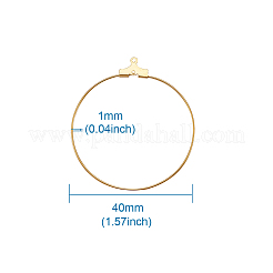真鍮チャーム  フープピアスパーツ  ゴールドカラー  40mm  穴：1mm&nbsp;KK-TA0007-45