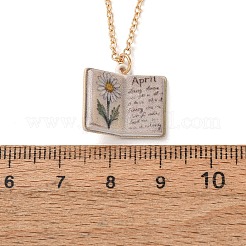 Brass Enamel Book Pendant Necklaces for Women&nbsp;KK-CBAF5B9-01G-04
