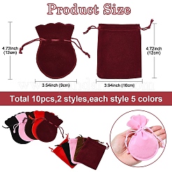 ひょうたんベルベットバッグ 10種類 10個  ミックスカラー  9.5~12x7.5~10cm  1個/スタイル&nbsp;TP-YW0001-03