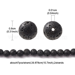 Natural Lava Rock Round Beads Strands&nbsp;G-YW0002-08