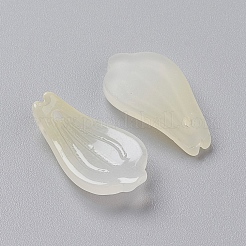 ガラスチャーム  染め＆加熱  バックフロスト  花びら  シャンパンイエロー  19x10x3mm  穴：1mm&nbsp;EGLA-L024-B01