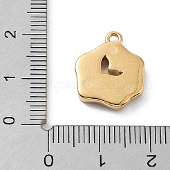 304ステンレスペンダント  フィッシュテイル チャーム付きフラワー  ゴールドカラー  17x14x2.5mm  穴：1.6mm&nbsp;STAS-K271-02G