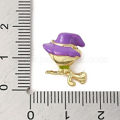 ハロウィーン真鍮エナメルヨーロピアンビーズ  大穴ビーズ  魔女  ゴールドカラー  16x14.5x10.5mm  穴：4.5mm&nbsp;KK-A203-04A-G