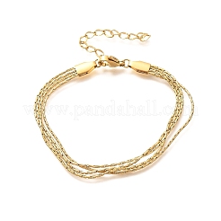 304ステンレススチールマルチ連ブレスレット  ボストンリンクチェーンブレスレット（女性用）  ゴールドカラー  6.30インチ（16cm）&nbsp;BJEW-U022-01G