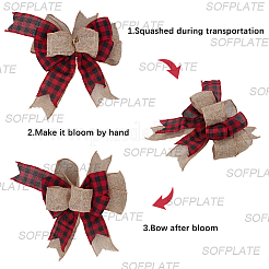 2Pcs Tartan Pattern Linen Type Cloth Bowknot Display Decoration&nbsp;AJEW-SP0003-67