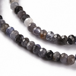 天然のタンザナイトビーズ連売り  ロンデル  多面カット  3x2mm  穴：0.5mm  約188~190個/連  15.35インチ（39cm）&nbsp;G-S362-101