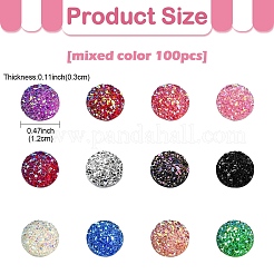 樹脂カボション  イミテーションドゥルージーアゲート  フラットラウンド  ABカラーメッキ  ミックスカラー  12x3mm  90pc&nbsp;CRES-YW0001-01