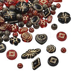100PCSアクリルビーズ  混合図形  ゴールドライン入り  ミックスカラー  7.5~30x7~19.5x4.5~10mm  穴：1.5~2mm&nbsp;OACR-SC0002-42